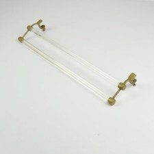 Vintage Towel Holder - Old Double Towel Bar - Brass & Glass - Art Deco