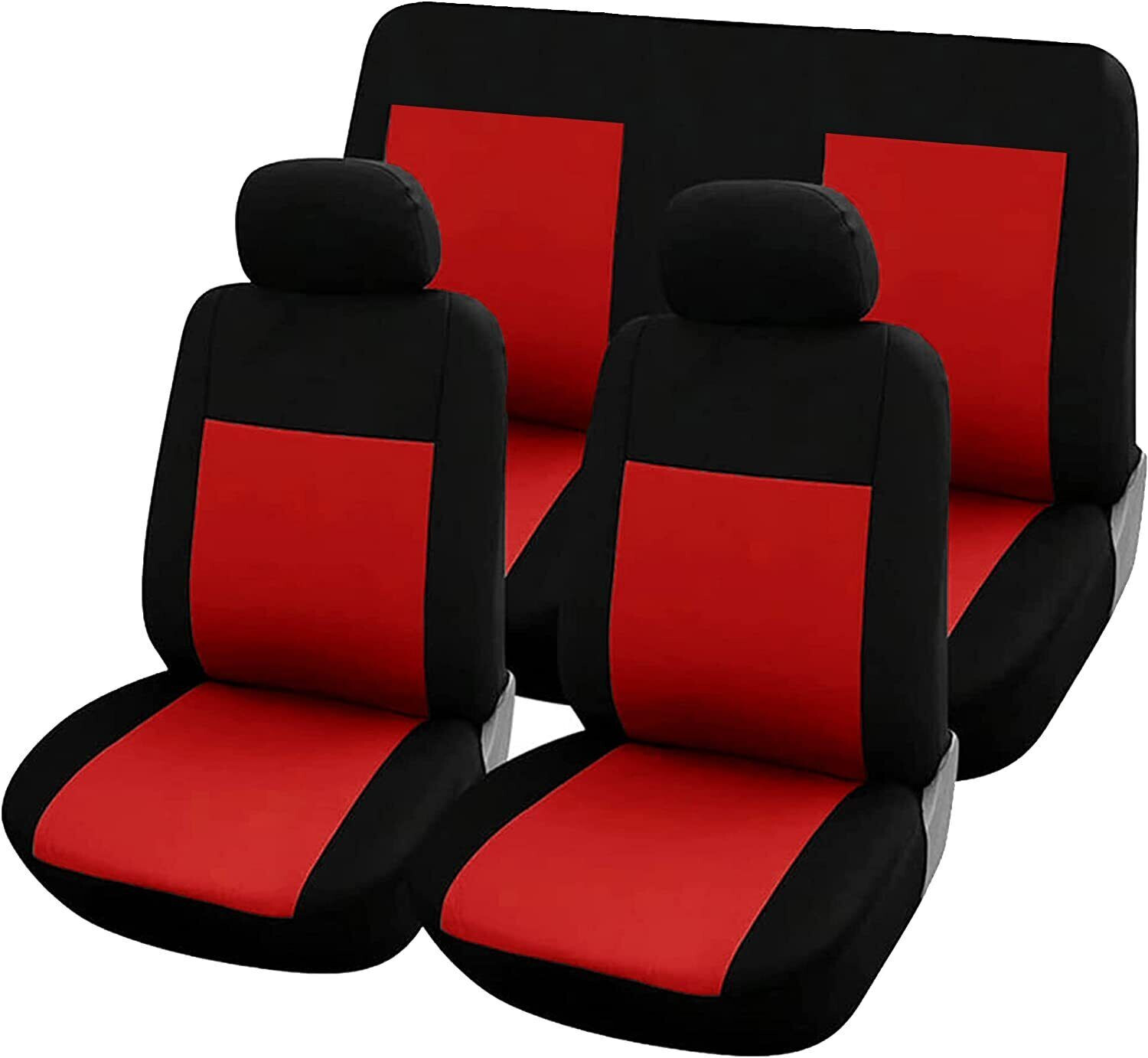 Coprisedili Universali per Auto Kit Anteriore e Posteriore Rosso / Nero Soft - Immagine 1