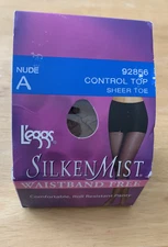 L’eggs Silken Mist Waistband Free Control Too Pantyhose Nude Size A Sheer Toe 