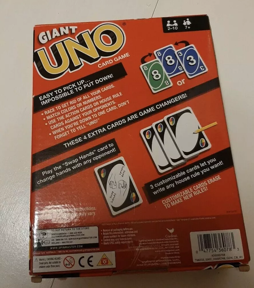 RARIDADE - UNO Gigante - NOVO - cartas Jumbo king-size 11 cm - 32 cartas -  versão UMO - o clássico jogo de cartas, agora em versão gigante!