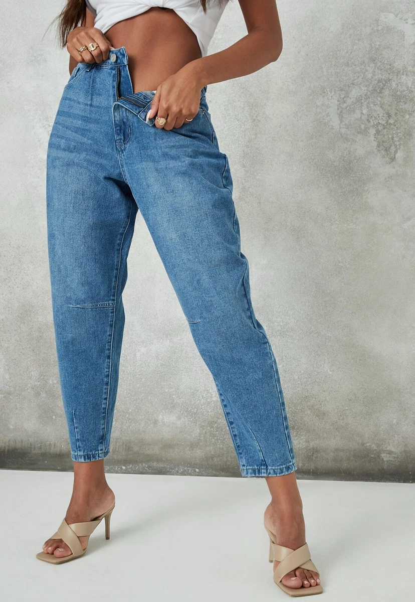 Missguided High Rise Blue Jeans Carrot Leg Size 4 Tall