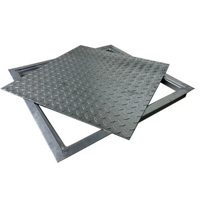 SRM-DESIGN Schachtdeckel mit Rahmen vollverzinkt 15 x 15 cm bis 100 x 100 cm Kanalabdeckung