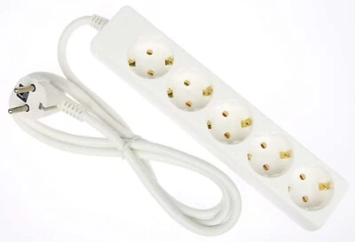 VARYTEC Steckdosenleiste 5-fach weiss Stromleiste Mehrfachstecker Verlängerungskabel