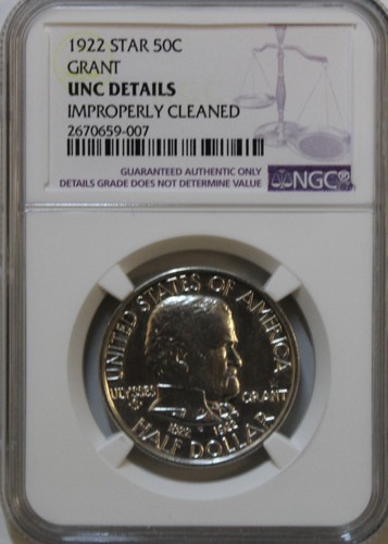 1922 Grant w/ Star Memorial Commemorative Half Dollar NGC Certified UNC Details - Imagen 2 de 4