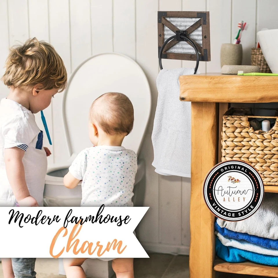 Toallero rústico de granja Autumn Alley para baño, toalla de mano rústica Foto 4 de 4