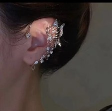 Ladies Left Ear Rhinestone Butterfly Cuff Earring