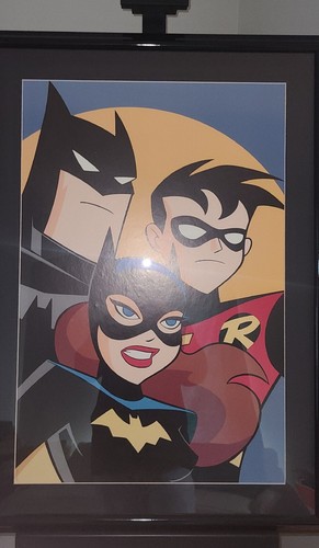 BATMAN Animated series ROBIN BATGIRL LITHOGRAPH WB VINTAGE ART 1999 no COA