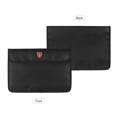 Fireproof Document Bag Waterproof Money Bag Fire Safe Cash Pouch Envelope Black