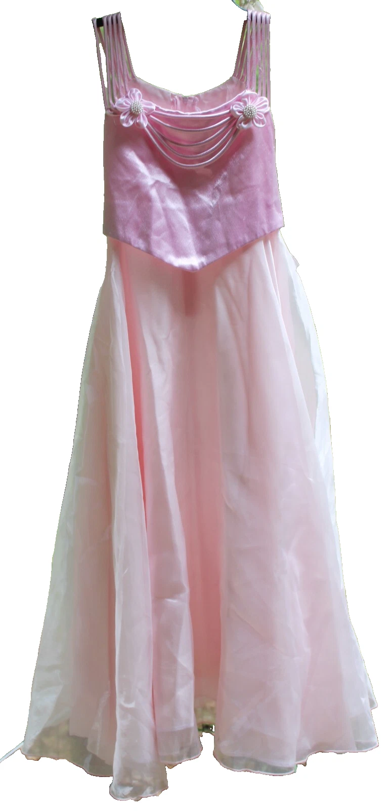 Kids Time Formal Pink Dress Party sz 12 Girls Satin Shiny Sheer Flower Wedding