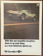 Original 1969 Chevrolet Corvette - True American Sports Car Color Ad Original 1969 Chevrolet Corvette - True American Sports Car Color Ad
