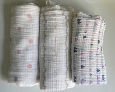 Aden  Anais Muslin Blanket SET of 3 Girls Two Large Swaddle 1 Smaller Cotton