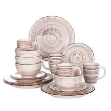 vancasso 16-Piece Dinnerware Set Beige Dinner Plates Set Service for 4 Stoneware