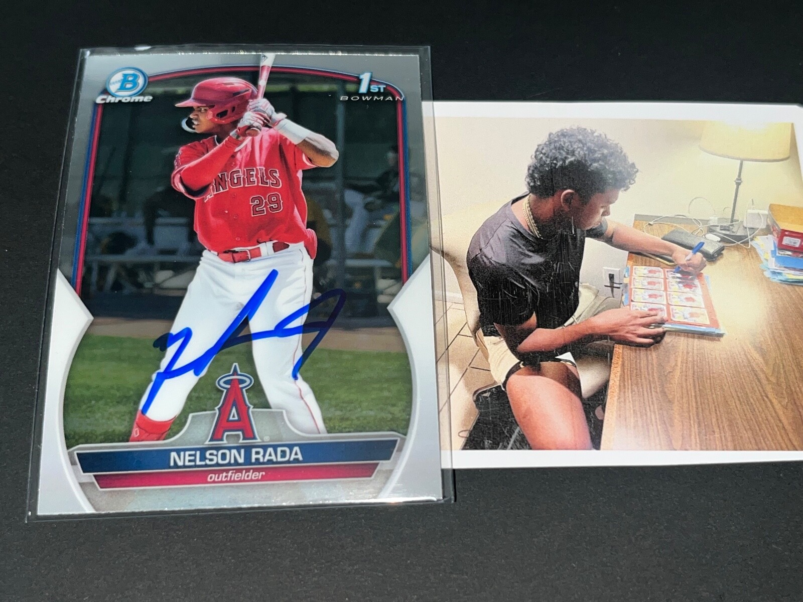 Nelson Rada Los Angeles Angels Auto Signed 2023 Bowman 1st Chrome .
