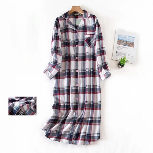 US Women's Flannel Cotton Long Sleeve Nightgown Nightwear Sleepwear/Sleep Dress - Bild 42 von 60