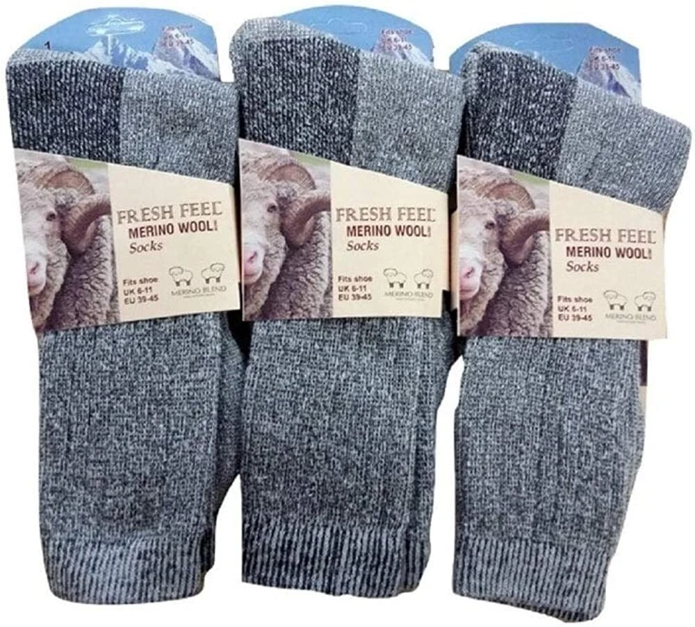 6 Pairs Men's Merino Wool Socks Outdoor Walking Work Boot Thermal Socks UK 6-11