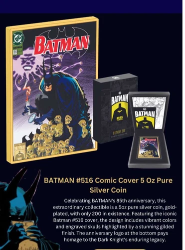2024 Niue DC Batman 516 Comic 5 oz Silver Colorized Proof Coin NEW Mintage 200
