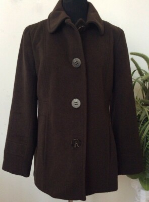 Calvin Klein Women's Brown Wool Blend Jacket Peacoat Size 8 EUC, Retail $275
