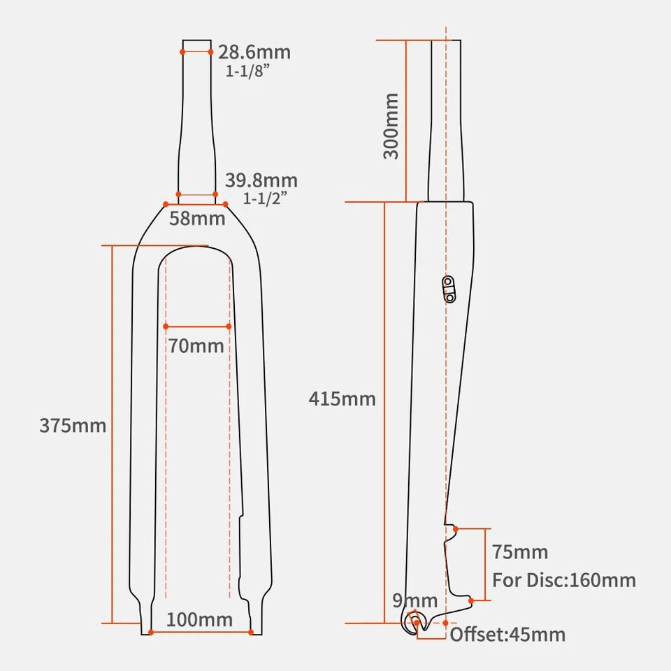 Carbon Fiber Mountain Bike Rigid Fork Disc Brake Tapered Tube Carbon MTB Fork - Image 2 of 4