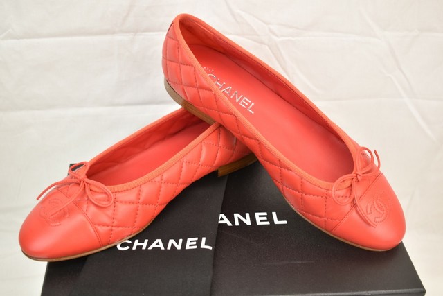 chanel red ballet flats