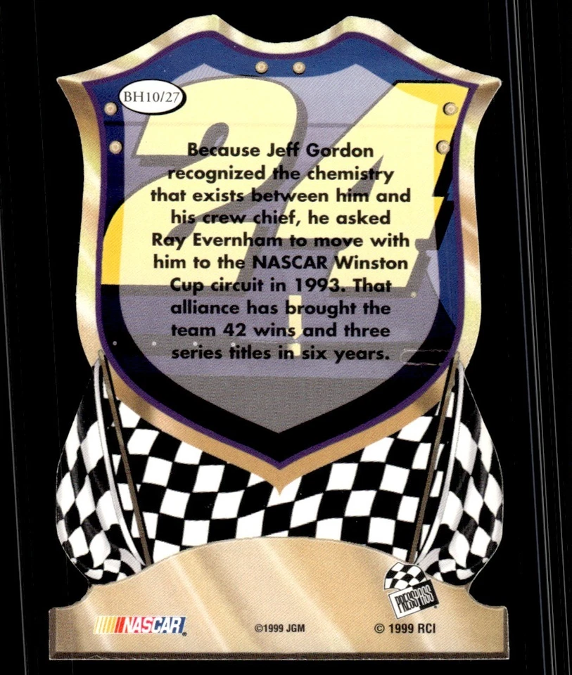 1999 Press Pass Badge of Honor Die Cut Jeff Gordon #BH10 - Image 2 of 2