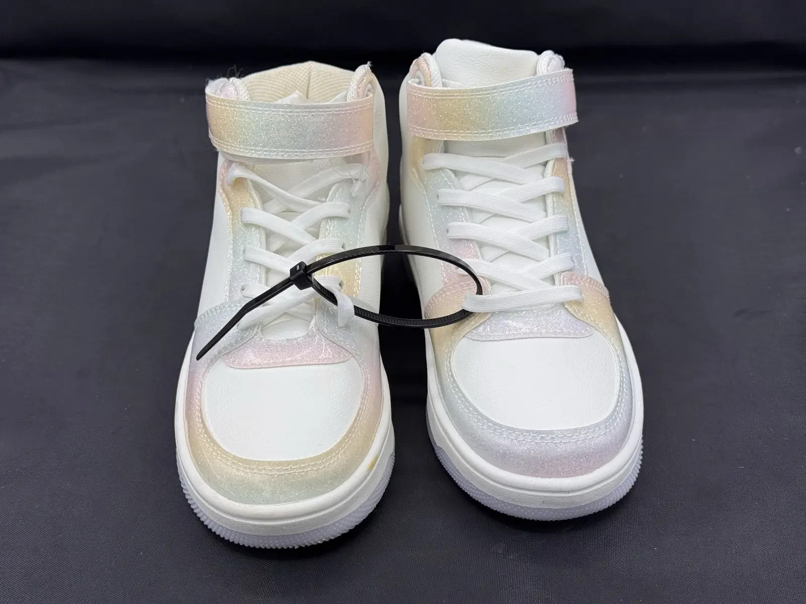 Fabric Glitr Hi Top CH54 Kids Trainers UK C11 EU 29 White Multi Glitter Shoes image 3