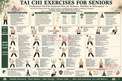 Tai Chi Exercises for Seniors Balance Mobility Relaxation Workout Poster Canvas