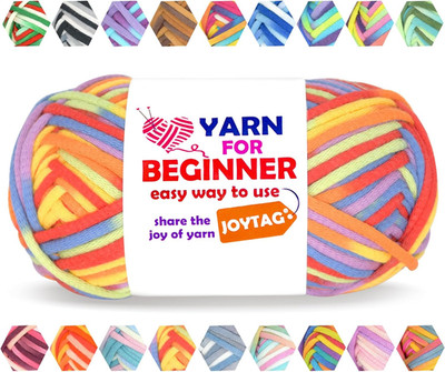 50G Rainbow Beginner Crochet Yarn for Crocheting and Knitting Multicolor Cotton