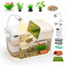 Turtle Tank Starter Kit, Cream White, Habitat for Baby Turtles Turtle Starter