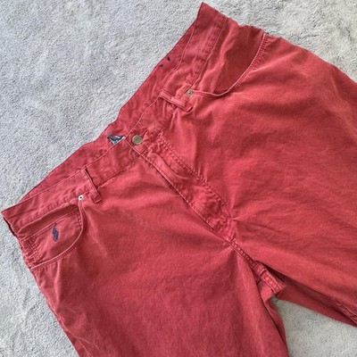 Polo Ralph Lauren Pants Mens 42x30 Red Chino Cotton Canvas Straight Pockets