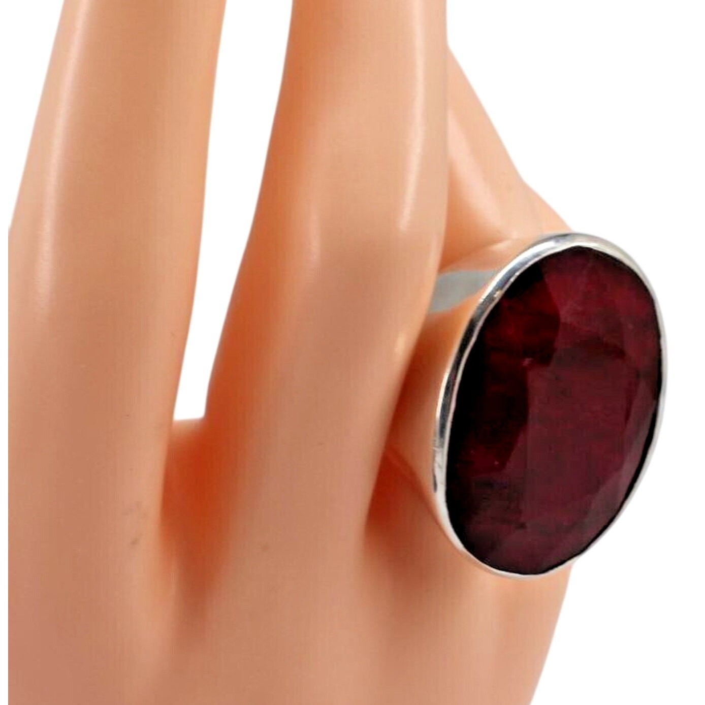 Chunky Red Ruby 925 Sterling Silver Ring • Brutal… - image 2
