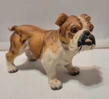 Vintage Bulldog Dog Figurine Brown White Resin Approx 6.5"x4.5" Kmart Home Decor