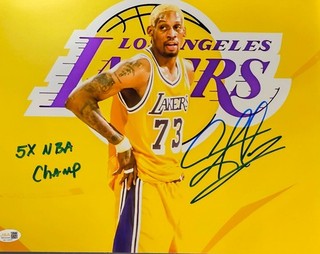 Dennis Rodman Signed Photo 11x14 METALLIC Pistons Bulls Worm Autograph HOF JSA