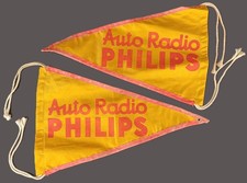 2 anciennes publicité PHILIPS en tissu années 1950 pour autoradio automobilia