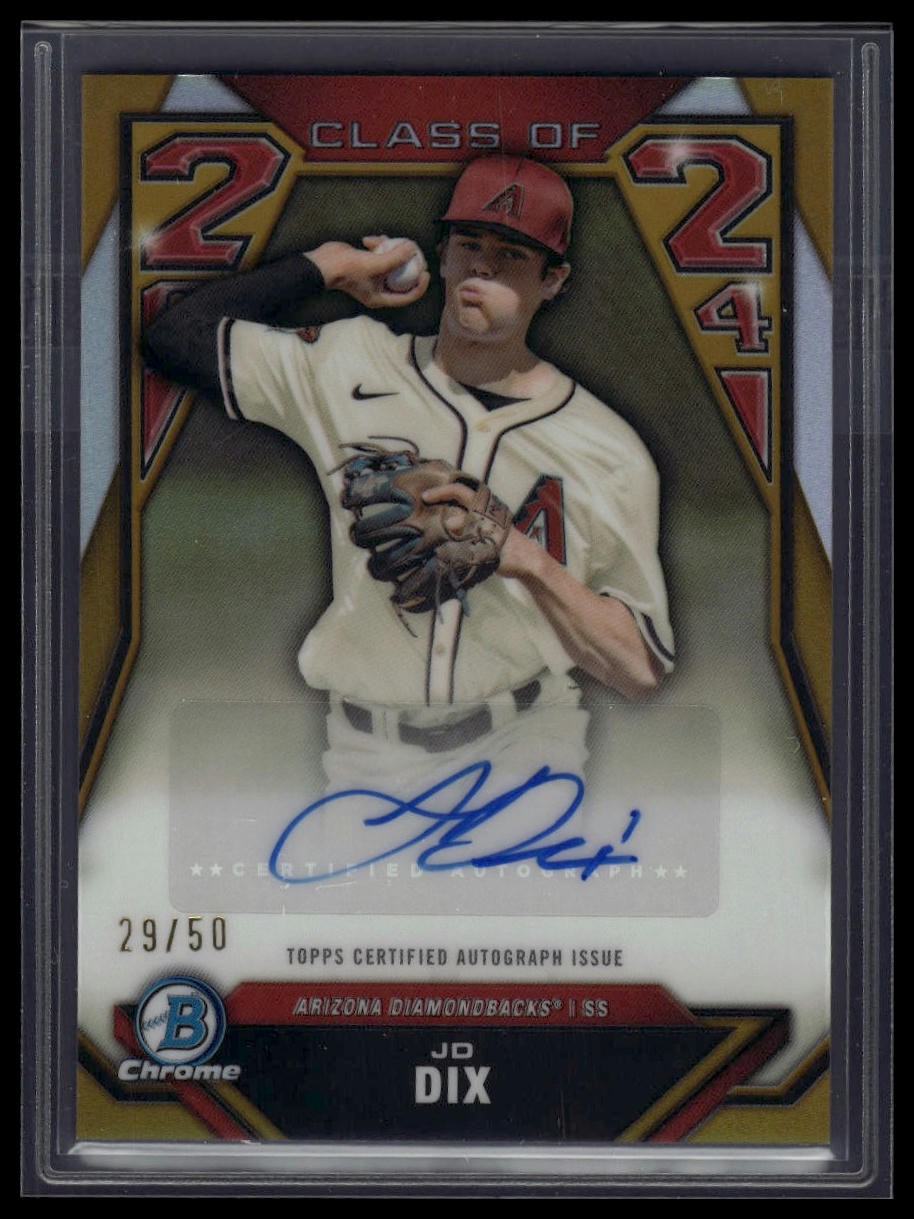 2024 Bowman Draft #C24-JD JD Dix Class of 2024 Autographs Gold Refractor #/50