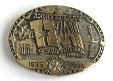 1986 Texas Sesquicentennial 150th Anniversary Limited Edition Brass Belt Buckle