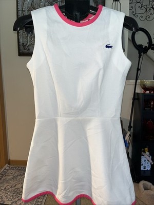 Lacoste Vintage Tennis Dress White with Hot Pink Saks Fifth Avenue Tag XS/S