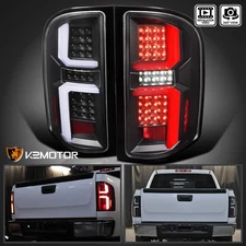 Black Fits 2007-2013 Chevy Silverado 1500 2500 3500HD LED Tube Tail Lights Lamps