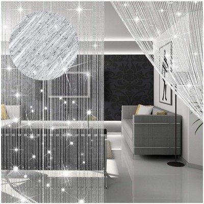4 Pcs String Curtains Glitter Fringe Curtains for Window Doorways 79 x 39 Inc...