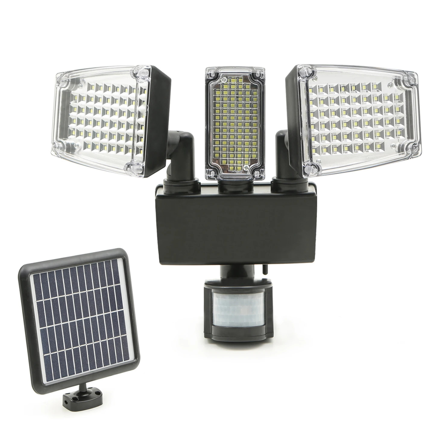 Projecteur solaire 3 têtes anti zone d'ombre avec ses 178 LED et son capteur automatique