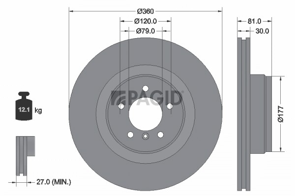 2X Pagid Bremsscheibe InnenbelüFtet Ø360Mm FüR Land Rover Range LM-image