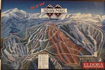 Vintage Eldora Colorado Indian Peaks Quad Poster/Trail Map