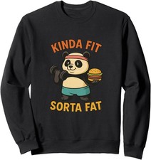 Kinda Fit Sorta Fat Funny Gym Cute Panda Unisex Crewneck Sweatshirt