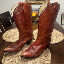 Dingo Mens 10 1/2D Brown Leather Western Cowboy Boots USA Made Vintage