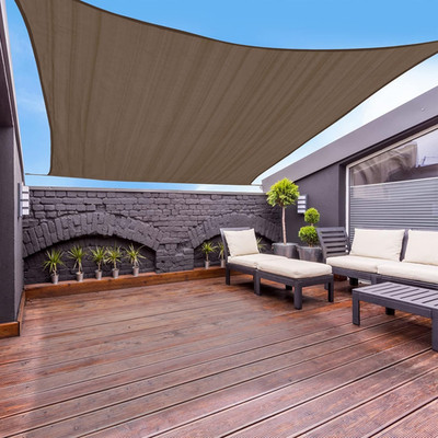 16'X16' Sun Shade Sail Brown Square Canopy Sail Shade for Patio Garden Outdoor B