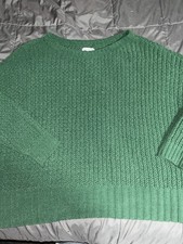 American Eagle Chunky Knit Sweater Green Women  s Size M Cozy Pullover Oversized