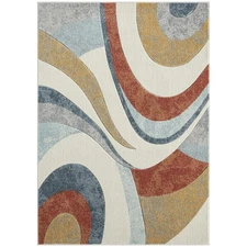 Modern Blue Abstract Area Rug 5X7 Soft Durable Design For Living Room
