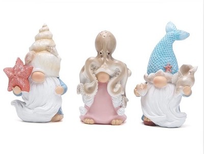 Hodao Set of 3 Ocean Creature Themed Gnomes Decor Sea Star Shell Octopus Beach