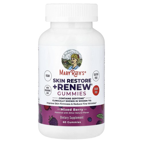 Skin Restore + Renew Gummies, Mixed Berry, 60 Gummies