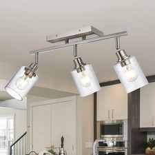 4-Light Brushed Nickel Track Lighting Kit with Seeded Glass Rotatable Heads.