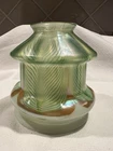Vintage Steuben (?) Iridescent Green Leaves Theme Glass Lamp Shade